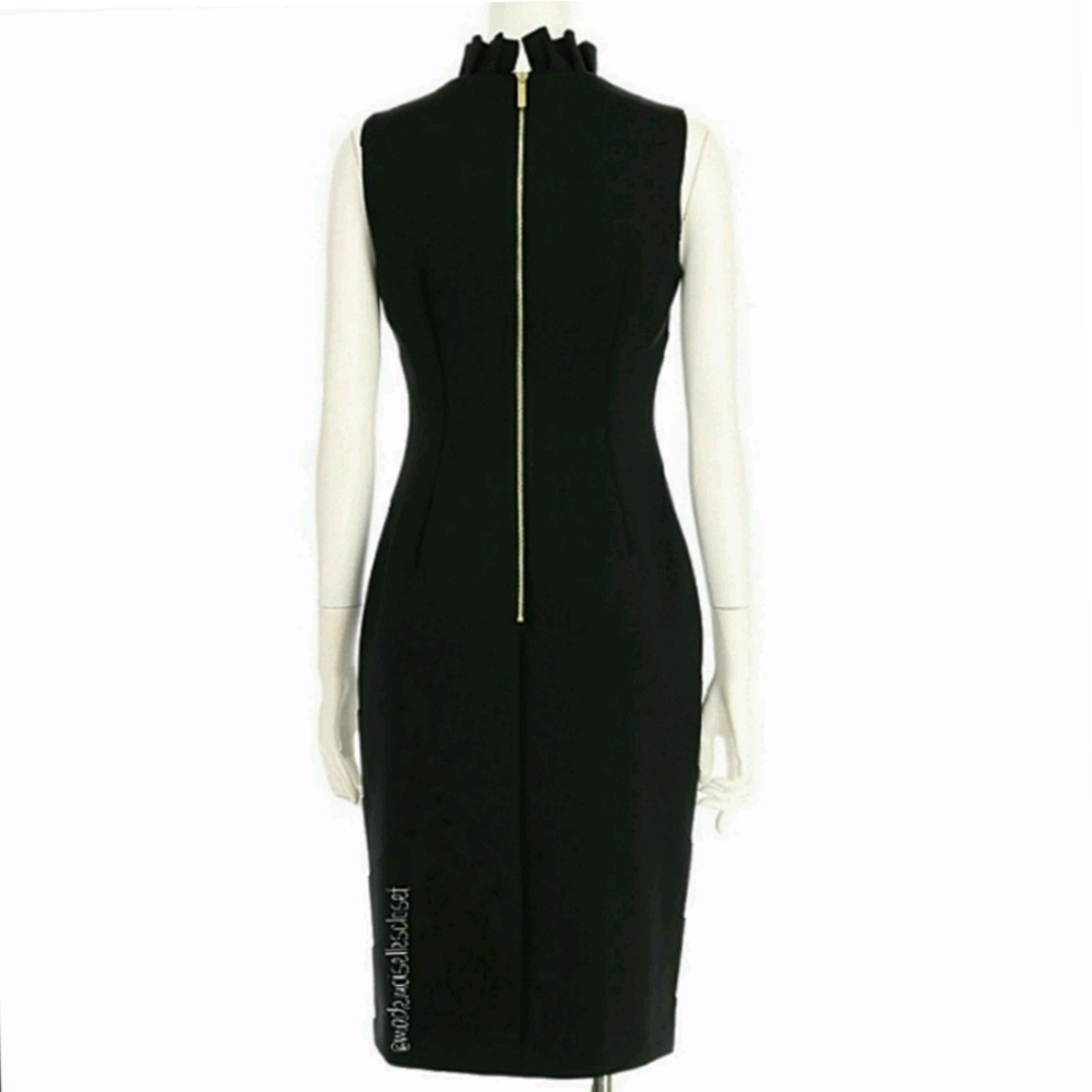 Calvin Klein Ruffle V-Neck Scuba Sheet Dress Sz - Picture 4 of 5